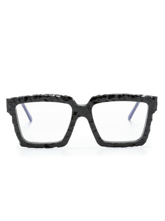 Kuboraum textured-finish square-frame glasses - Black