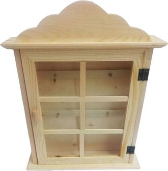 Trade Shop Trade Shop - Cassetta Porta Chiavi 1 Anta Vetro Portachiavi Appendichiavi Legno Scatola Casa