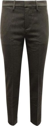 Dondup Groene wollen mix pantalon - Dames - Slim Fit Broeken - Groen - W28 - Wol - Broeken