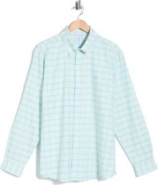 Brooks Brothers Plaid Long Sleeve Regular Fit Button-Down Shirt in Turquoise/Aqua at Nordstrom Rack, Size Large