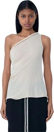 Rick Owens Asymmetrisch Gedrapeerd T-Shirt - Dames - Tops zonder mouwen - Beige - M - Tops