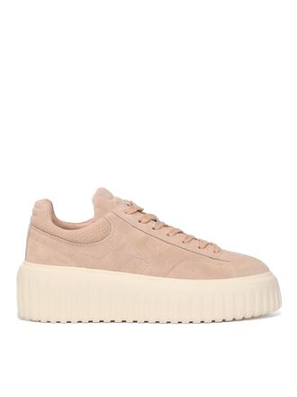 Hogan H-Stripes Sneakers In Pink Suede