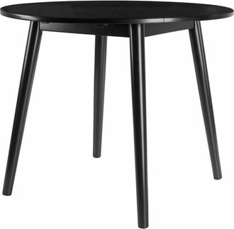 Winsome Moreno Round Drop Leaf Dining Table, Black