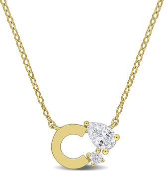 Mimi & Max 3/4ct TGW Created White Sapphire Q Initial Necklace Yellow Plated Sterling Silver