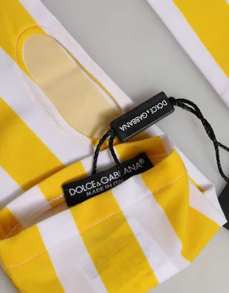 Dolce & Gabbana Yellow White Nylon Fingerless Wrist Length Womens Gloves