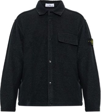 Stone Island Jas met logopatch - Heren - Jassen - Zwart - Maat: M Wol