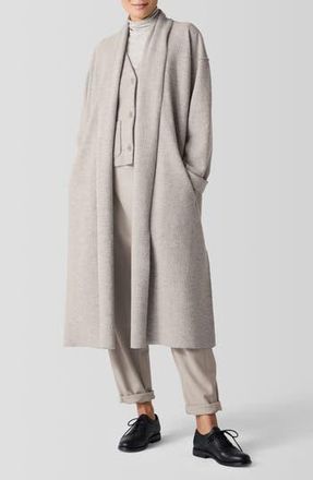 Eileen Fisher High Collar Wool Felted Coat in Dove at Nordstrom Rack, Size Large