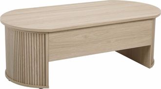 Oviala Mesa de centro ovalada con tablero elevable efecto madera clara