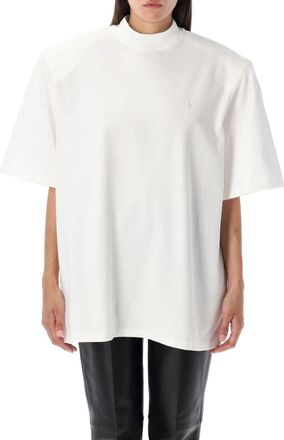 The Attico Boxy White T-Shirt With High Neckline