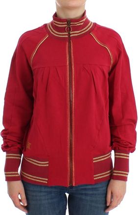 John Galliano Womens Red Zipup Knit Jacket Cotton - Size 2XS