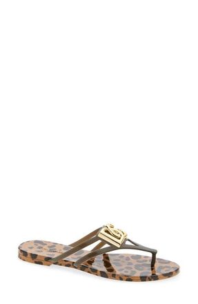 Dolce & Gabbana Logo Flip Flop in Leo New at Nordstrom, Size 10Us
