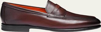 Santoni Mens Carlo Leather Penny Loafers