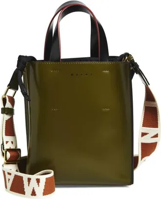 Marni Mini Museo Colorblock Leather Tote in 302 - Olive/green at Nordstrom