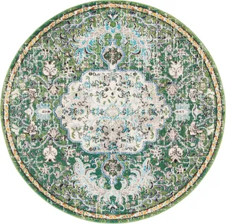 Safavieh Alfombra transicional de polipropileno verde/azul, 244 cm