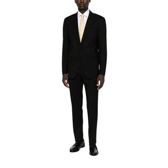 Dolce & Gabbana Kostuums, Heren, Zwart, L, Single-breasted Martini Light Wool Gabardine Suit