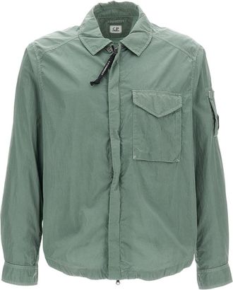 C.P. Company Solid Green Casual Shirt with Classic Button-Up Design