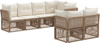 vidaXL Conjunto De Sof&aacute;s De Jard&iacute;n 7 Uds. 7-n&uacute;mero De Plazas Beige Vidaxl