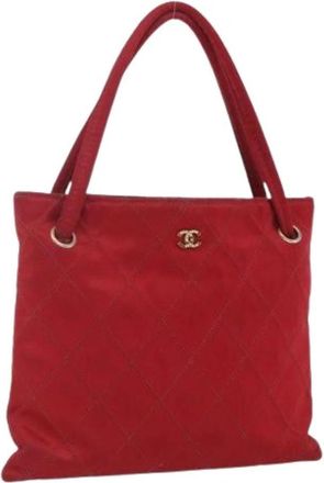 Chanel Pre-owned Handbags, female, Red, Size: ONE SIZE Pre-owned Nylon Handbag