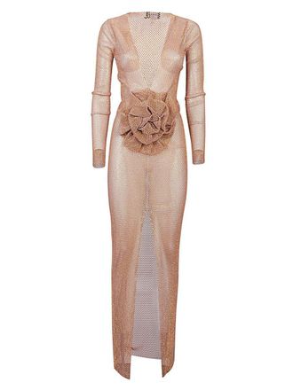 Santa Brands Flower-Applique Long Dress