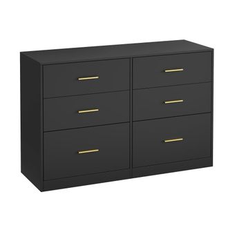Vasagle C&oacute;moda de dormitorio con 6 cajones de color negro
