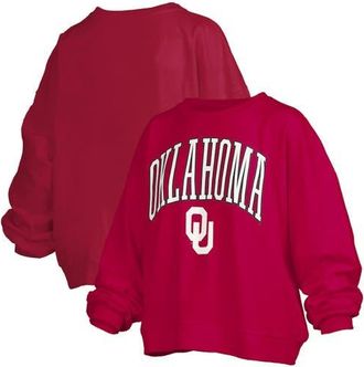 Pressbox Womens Pressbox Crimson Oklahoma Sooners Janise Arch Over Logo Waist Length Oversized Pullover Sweatshirt at Nordstrom, Size Xx-Large