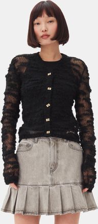 Ganni Alpaca Mohair Boucle Cardigan in Black Size Medium Womens
