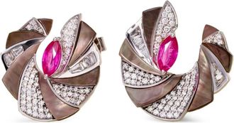 Ananya 18K white gold Mogra Miniature multi-stone earrings - Silver