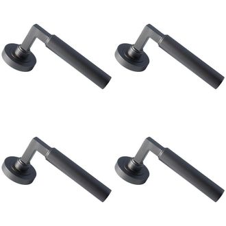 Loops 4x PAIR Straight Round Bar Handle on Round Rose Concealed Fix Matt Bronze