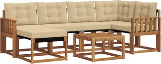 vidaXL Conjunto De Sof&aacute;s De Exterior 7 Uds. Natural Y Beige Vidaxl