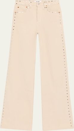 Re/Done Studded Wide Flare Corduroy Pants
