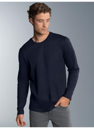 Trigema T-Shirt TRIGEMA TRIGEMA Langarmshirt aus 100% Baumwolle, Herren, Gr. 4XL, blau (navy), Single Jersey, 100% Baumwolle, Basic, lang, Rundhals, Shirts T-