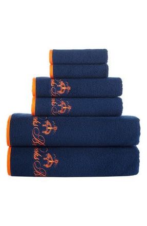 Brooks Brothers Six-Piece Contrast Frame Cotton Towel Set in Navy at Nordstrom Rack, Size 3 Piece Set