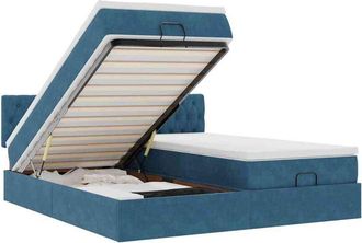 vidaXL Estructura De Cama Otomana Colchones Terciopelo Azul Oscuro Vidaxl