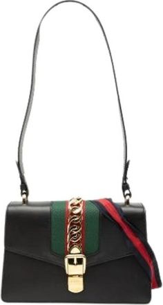 Gucci Pre-owned Sylvie Schoudertas - Dames - Vintage Schoudertas - Zwart - ONE Size - Leer - Vintage