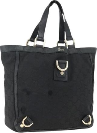 Gucci Pre-owned Tote Bags, female, Black, Size: ONE SIZE Pre-owned Canvas Tote Bag