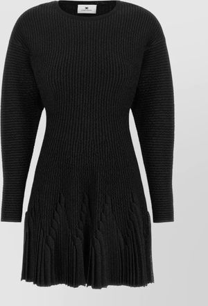 Elisabetta Franchi ribbed knit pleated long sleeve knitted dress