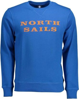 North Sails Hoodies & sweatvesten, Heren, Blauw, 2Xl, Katoen, Crew Neck Sweatshirt Klassieke Stijl