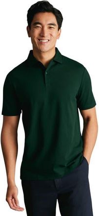 CHARLES TYRWHITT Short Sleeve Cotton Stretch Smart Pique Polo in Dark Green at Nordstrom, Size Xx-Large