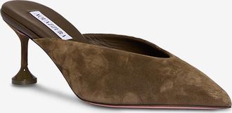 Aquazzura Absatz-Pantoletten mit spitzer Kappe aus Wildleder Bisous 65