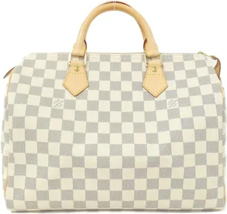 Louis Vuitton Azur White Coated Canvas Boston Bag (Pre-Owned)