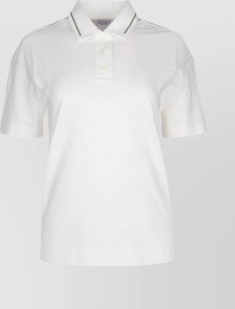 Brunello Cucinelli ribbed collar short sleeve polo shirt