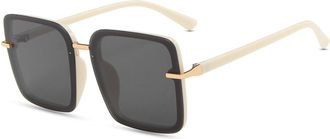 Generic Square Womens Large Frame Sunglasses Outdoor Mens Sports Vacation Sun Glasses(Beige)