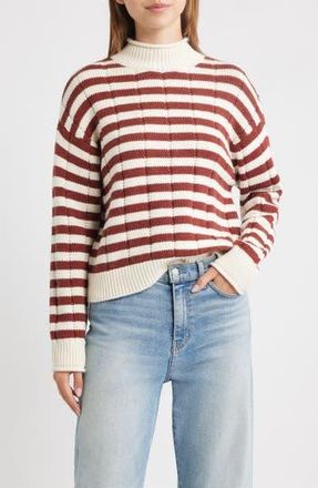 Rails Corrine Stripe Mock Neck Sweater in Ivory Russet Stripe at Nordstrom Rack, Size Medium