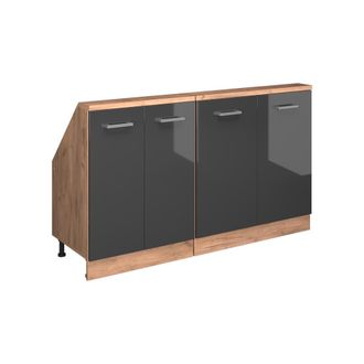 Vicco Armario De Cocina Para Techo Inclinado R-line, Antracita Brillo Intenso/roble Dorado El&eacute;ctrico, 140 Cm Lote De 2, Vicco