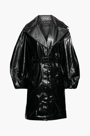 J Brand Halpern Antonia belted textured patent-leather trench coat - Black - XS