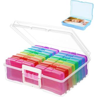 OEM Caja De Almacenamiento De Pl&aacute;stico Con 16 Fundas Para 960 Fotos De 10 X 15 Cm - Pl&aacute;stico De Polipropileno De Calidad De Archivo - Asa Y Separadores In