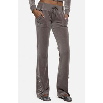 Jaded London Bootcut Cotton Blend Velour Military Pants in Brown at Nordstrom, Size 12