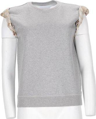Maison Margiela Boxy Grey Sweatshirt With Ruffled Silk Accents