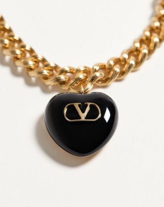 Valentino Garavani Bracciale Coeur Royal In Metallo E Smalto Donna ORO/NERO M