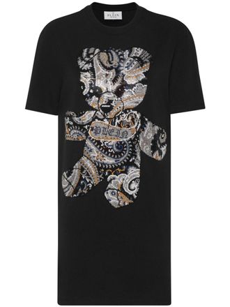Philipp Plein Abito corto con stampa Teddy Bear - Nero
